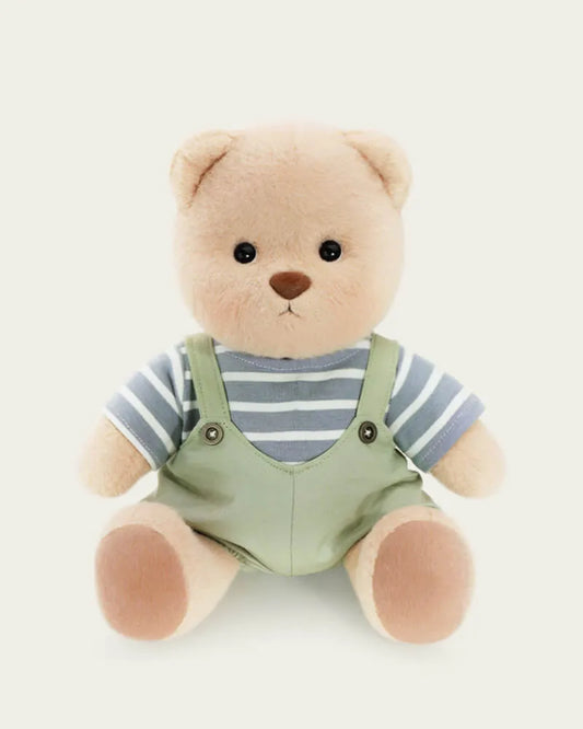 Handmade Teddy Bear | Striped Green Jumpsuit