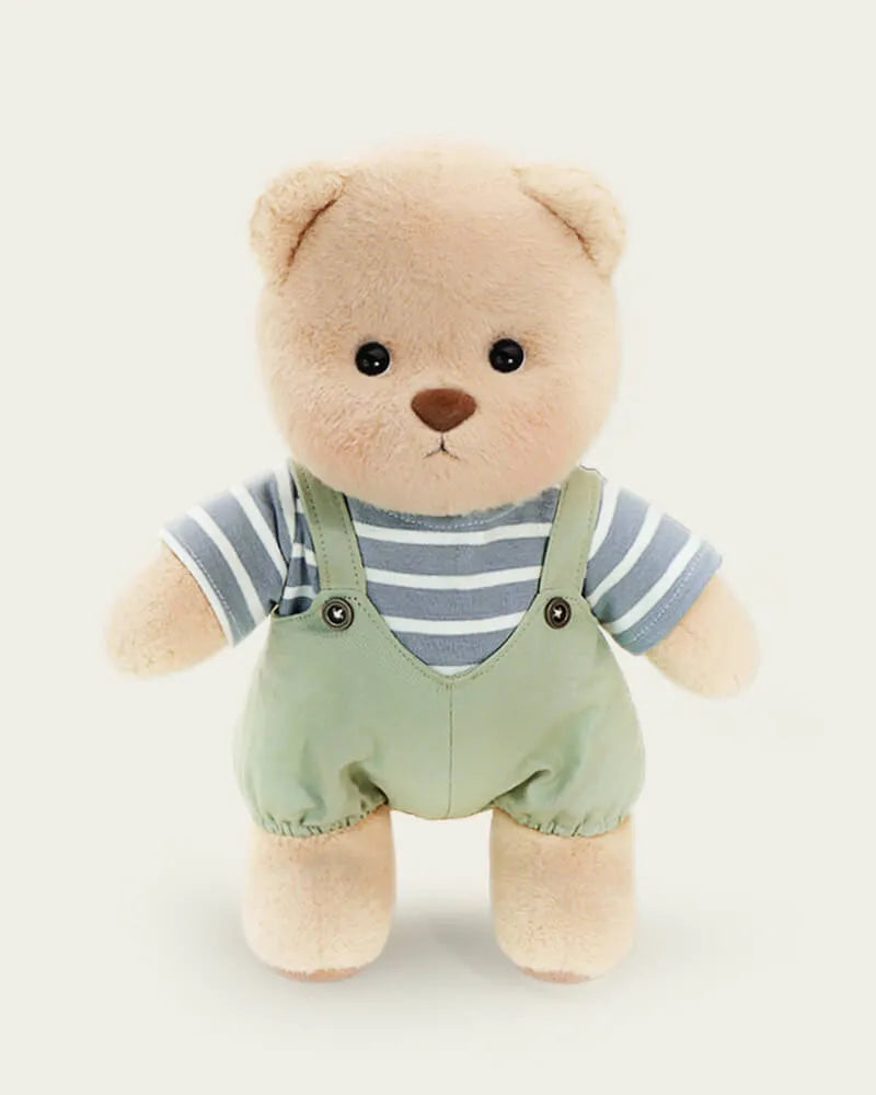 Handmade Teddy Bear | Striped Green Jumpsuit