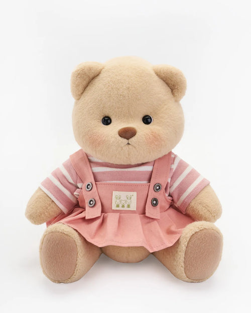Handmade Teddy Bear | Striped Pink Jumpsuit