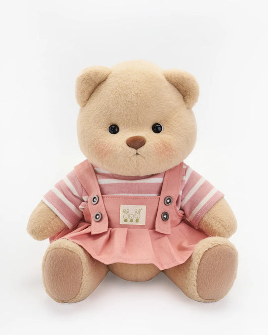 Handmade Teddy Bear | Striped Pink Jumpsuit