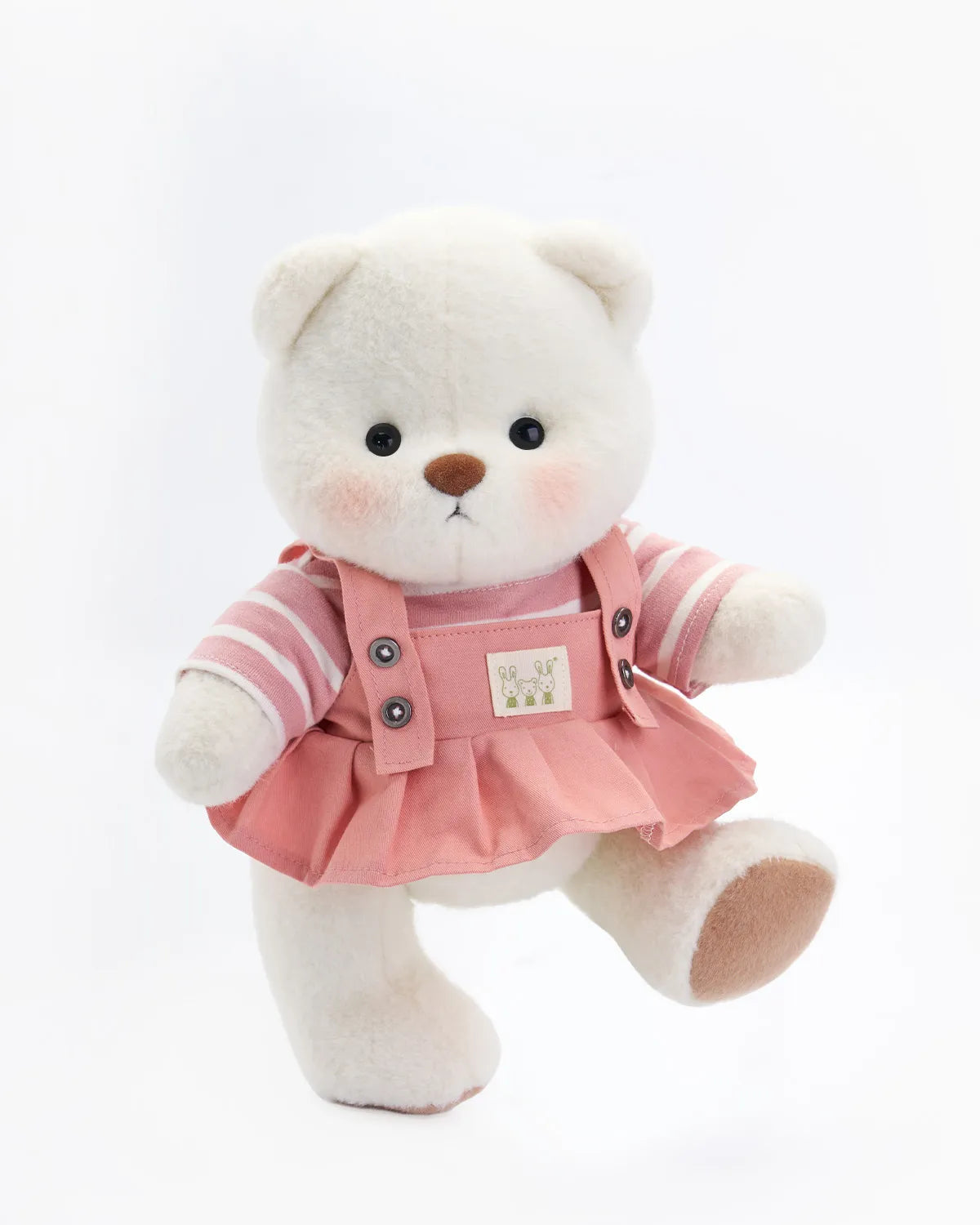 Handmade Teddy Bear | Striped Pink Jumpsuit