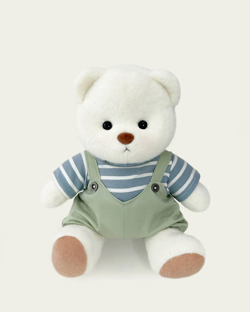Handmade Teddy Bear | Striped Green Jumpsuit