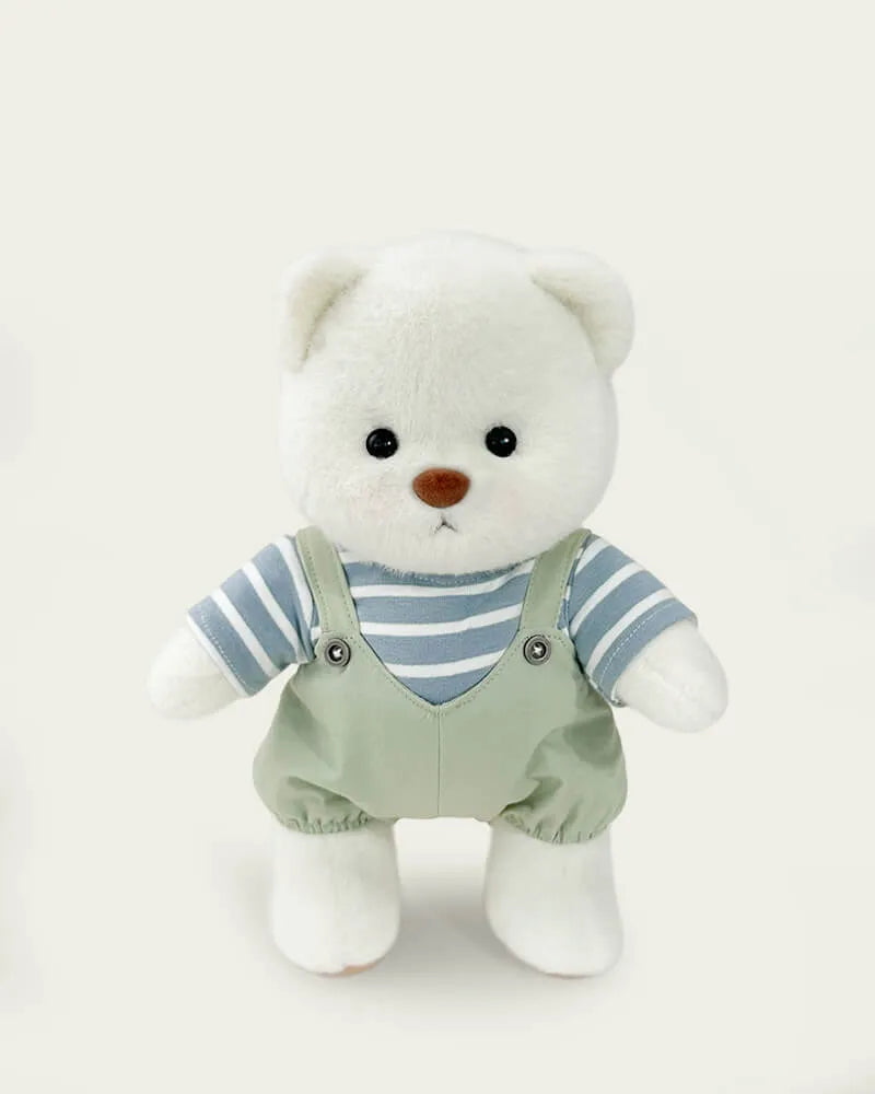 Handmade Teddy Bear | Striped Green Jumpsuit