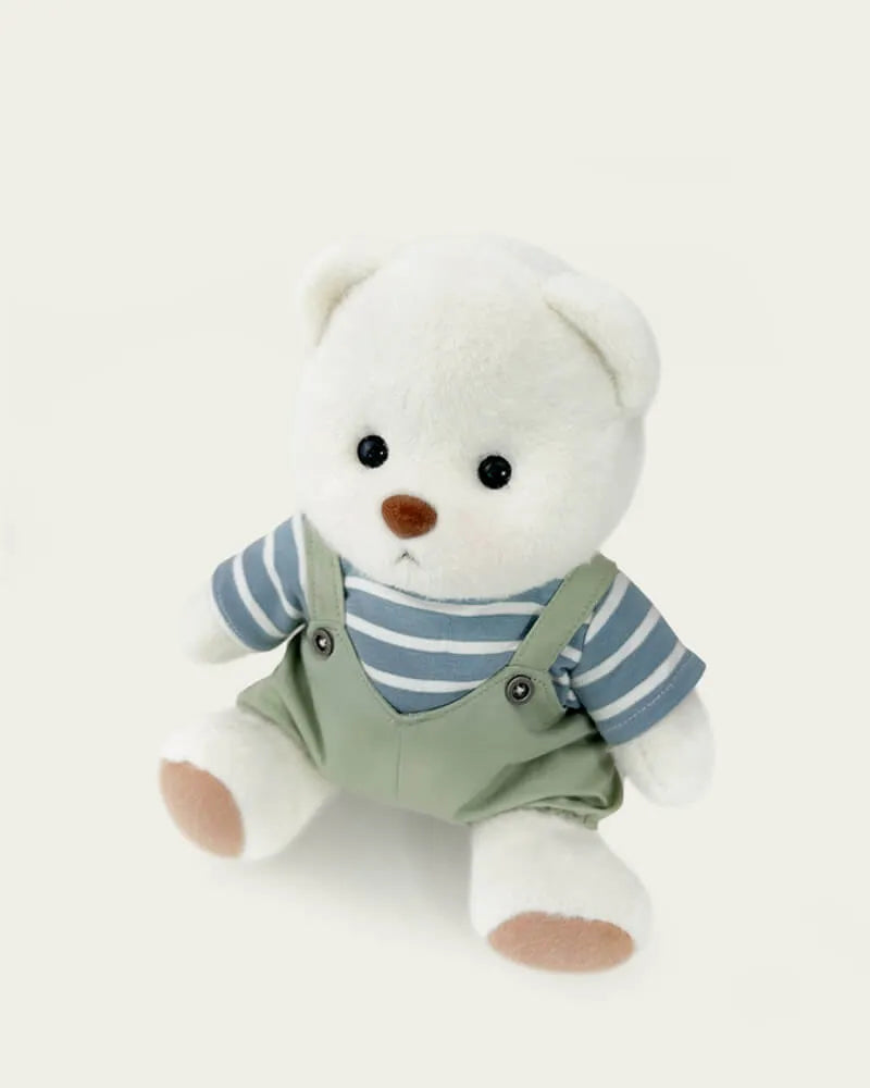 Handmade Teddy Bear | Striped Green Jumpsuit
