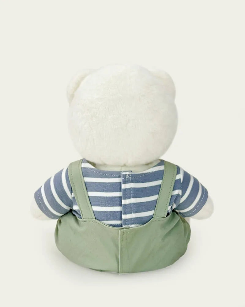 Handmade Teddy Bear | Striped Green Jumpsuit
