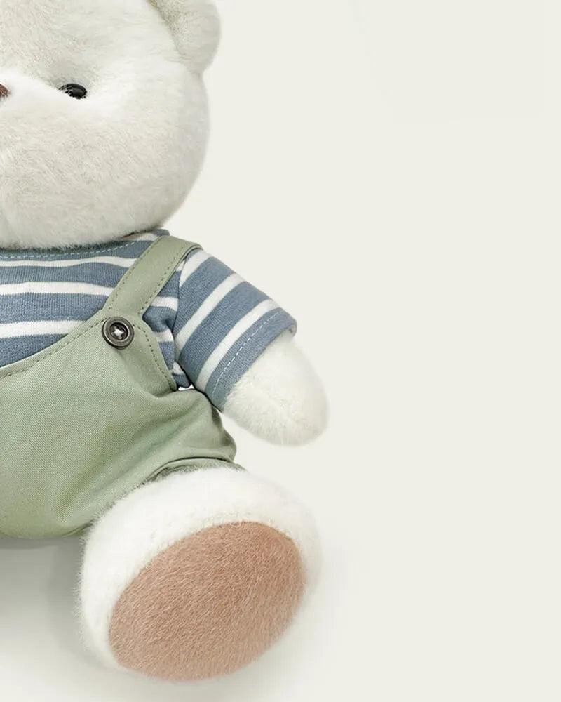 Handmade Teddy Bear | Striped Green Jumpsuit