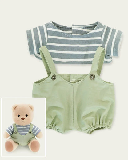 Handmade Teddy Bear | Striped Green Jumpsuit
