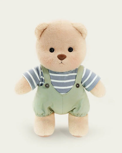 Handmade Teddy Bear | Striped Green Jumpsuit