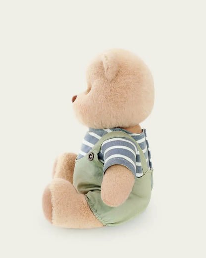 Handmade Teddy Bear | Striped Green Jumpsuit