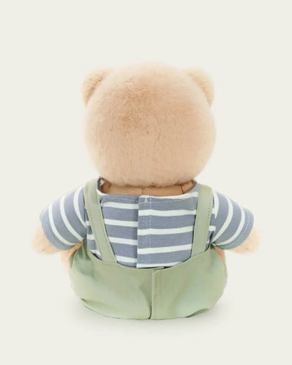 Handmade Teddy Bear | Striped Green Jumpsuit