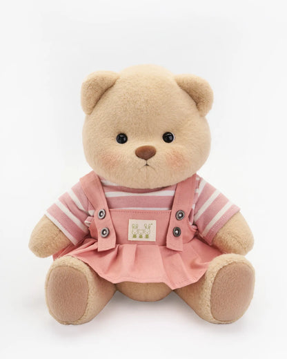 Handmade Teddy Bear | Striped Pink Jumpsuit