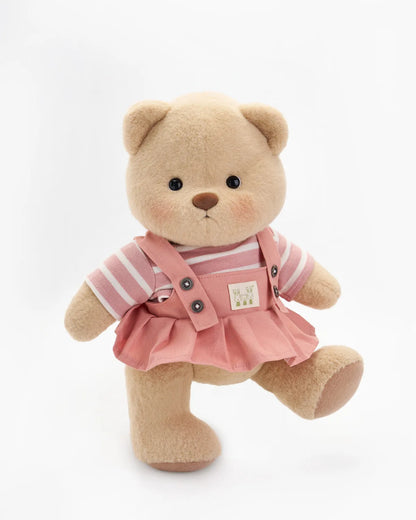 Handmade Teddy Bear | Striped Pink Jumpsuit