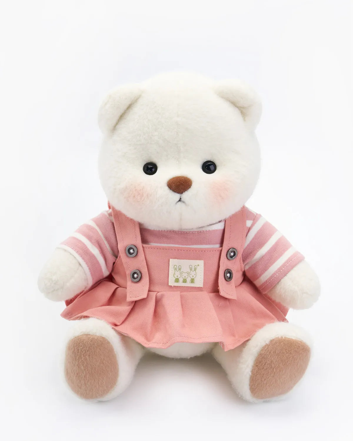 Handmade Teddy Bear | Striped Pink Jumpsuit