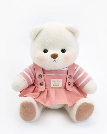 Handmade Teddy Bear | Striped Pink Jumpsuit