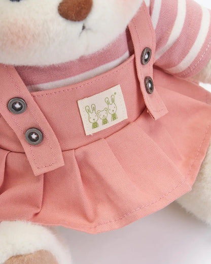 Handmade Teddy Bear | Striped Pink Jumpsuit