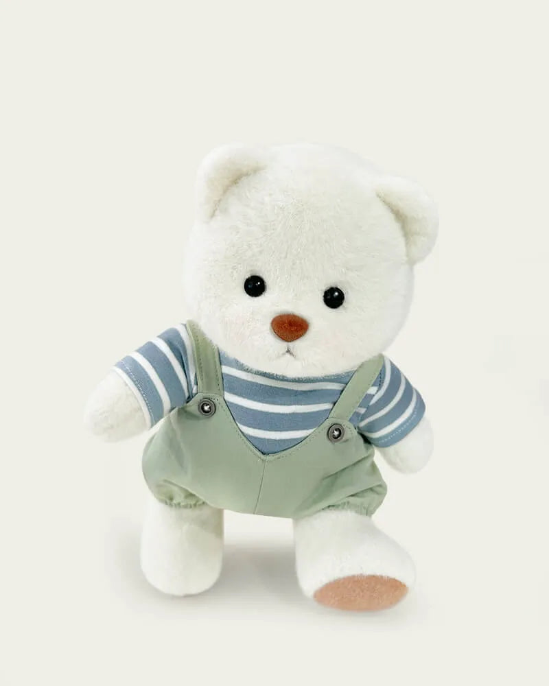 Handmade Teddy Bear | Striped Green Jumpsuit