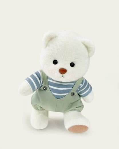 Handmade Teddy Bear | Striped Green Jumpsuit