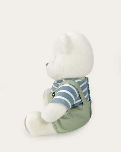Handmade Teddy Bear | Striped Green Jumpsuit